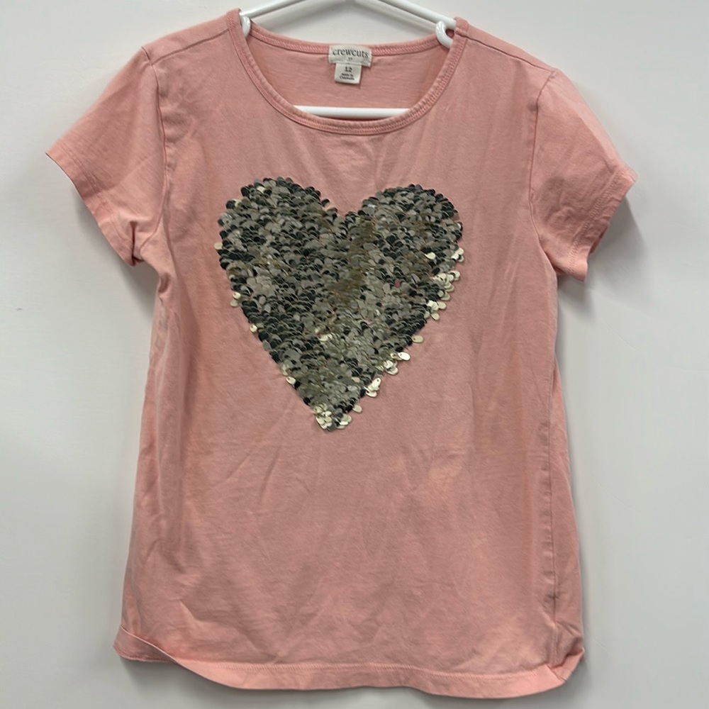 Crewcuts sequin heart pink T-shirt 12